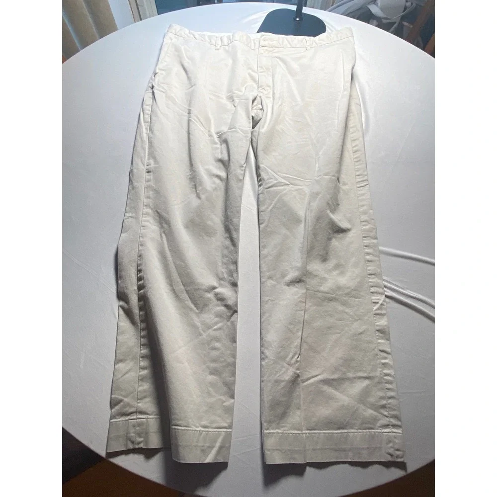 Polo Ralph Lauren Mens Stretch Classic Fit Chino Pants Cream 40x30 Distressed